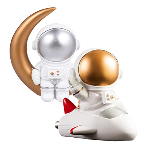 Vaguelly 2st Astronauten-ornamente Tischdekoration Für Astronautenpartys Tortendeko Für Kinder Astronautenspielzeug Figur Astronauten-dekor Weltraumgeschenke Dessert-tischdekoration Harz von Vaguelly