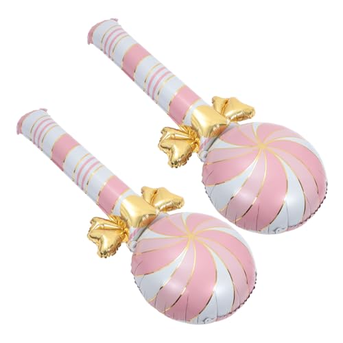 Vaguelly 2st Zuckerstangenballons Feiertagsballons Ballons in Bonbonform Luftballons Stanzen Weihnachtsballonstäbchen Ballonbogen Blase Mehrfarbige Ballonlichter Aluminiumfolie Rosa von Vaguelly