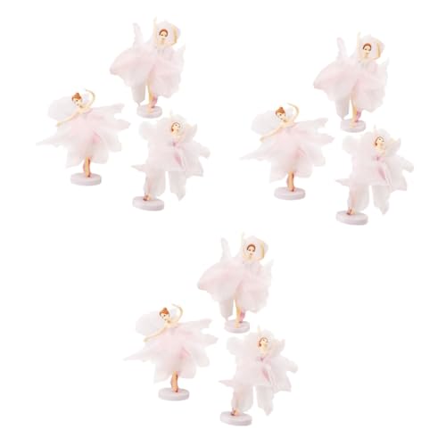 Vaguelly 3 Sätze À 6 Stk Ballettmädchen-Ornamente büro dekoration office decoration für Tänzer Balletttänzerin Figur Mini Taufe Kuchen Zubehör Kuchendekoration Gittergewebe Rosa von Vaguelly