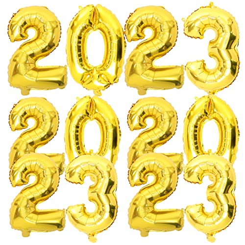 Vaguelly 3 Sätze Ballon Partydekoration 2023 Partyzubehör für Kinder 2023 Neujahrsgeschenke Kinder-Kits Kinderschmuck wandverkleidung wand polsterung silvesterdekoko Aluminiumfolie Golden von Vaguelly