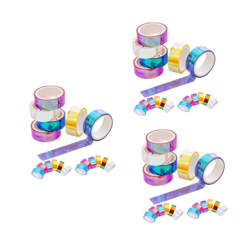 Vaguelly 3 Sätze Farbverlaufsband Klebriges Papierband Regenbogen Klebeband Farbiges Klebeband Wasserfestes Klebeband Bastel Tape Bastelband Für Kinder Kunst-washi-tape Pvc 18 Stück * 3 von Vaguelly