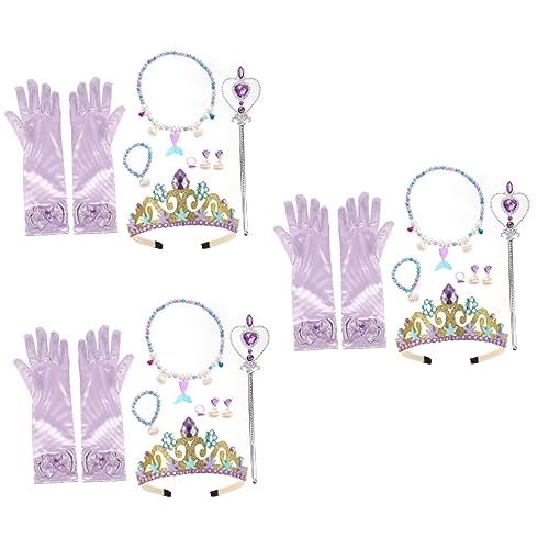 Vaguelly 3 Sätze Meerjungfrau Dekoration Rollenspielspielzeug Für Kinder Schmuck Für Mädchen Mädchen-outfit Meerjungfrau Verkleiden Zubehör Ringe Für Jugendliche Mädchen Polyester Violet von Vaguelly