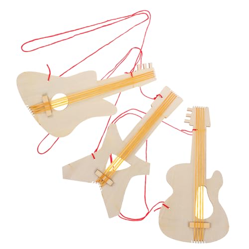 Vaguelly 3 Stück Unvollendete DIY Holzgitarren Ausschnitte Leere Holz E Gitarren Für DIY Unvollendete Musikinstrument Spielzeuge Für Bastelkurs Themenparty von Vaguelly