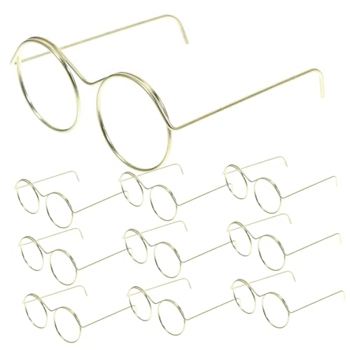 Vaguelly 30 STK Puppenbrille Puppen-Brillen-dekor Accessoires Für Puppenkleidung Puppe Verkleiden Sich Brillen Runde Sonnenbrille Kreis-Sonnenbrille Bulk-Sonnenbrille Golden Stahl von Vaguelly