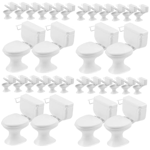 Vaguelly 32 Teiliges Puppenhaus Toilettenspielzeug Mini Hausmöbel Mini Basteldekorationen Miniatur Toilette Mini Töpfchen Puppenhaus Möbel Winzige Toilette Puppenbadezimmermöbel von Vaguelly