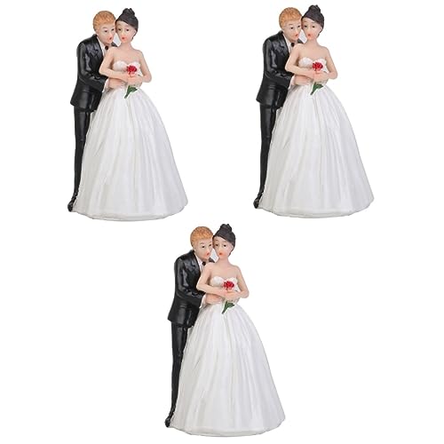 Vaguelly 3St Braut und Bräutigam Hochzeitstorte Topper Tortenaufsatz für Braut und Bräutigam braut Miniatur the wedding party hochzeitsparty Ornament Kuchenfigur von Vaguelly