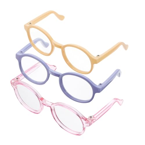 Vaguelly 3St Puppenbrille Teile & Zubehör liefert Gläser Bastelbrille Promi-Brille Spielzeugbrille Accessoires für Puppen winzige Gläser tun so, als ob sie eine Brille hätten Plastik von Vaguelly