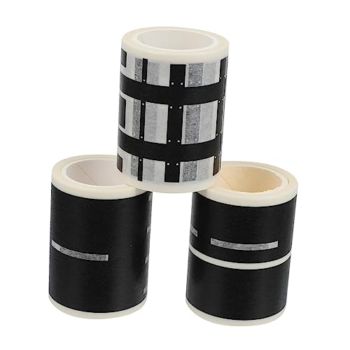 Vaguelly 3St Straßenaufkleber verkehrszeichen Aufkleber washi Tape breit Abnehmbares Klebeband Spielzeugstraßenklebeband DIY-Straßenklebeband Washi-Tape-Aufkleber Japanisches Papier Black von Vaguelly