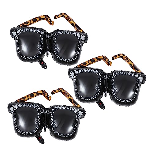 Vaguelly 3st Ballon Retro-sonnenbrille Disco-party-dekoration Sprengen Mikrofone Spielzeug Goldene Tischdekorationen Felsengläser Cosplay-brille Abschlussball Brille Black Aluminiumfolie von Vaguelly