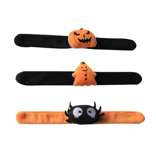 Vaguelly 3st Halloween-ring Halloween-partydekorationen Kürbis- Halloween-slap-armbänder Spinnendekor Party-slap-armbänder Halloween-aufkleber Geister-slap-armbänder Reize Plüsch von Vaguelly