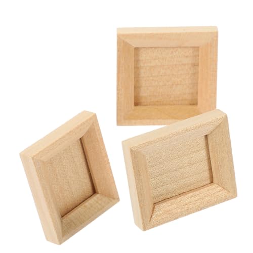 Vaguelly 3st Miniatur-fotorahmen-Ornamente Mini- -dekore Puppenhausdekoration Miniatur-displayständer Mini-bilderrahmen Groß Mini-puppenhausmöbel Miniaturdekoration Khaki Holz von Vaguelly