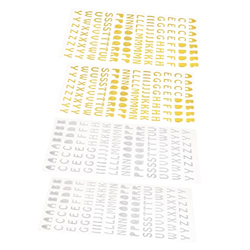 Vaguelly 4 Blätter Bronzierende englische Aufkleber Abziehbilder Buchstabenaufkleber für Abschlusskappe Scrapbooking Sticker Scrapbook Stickers Zeitschriftenzubehör Aufkleber für Mülltonnen von Vaguelly