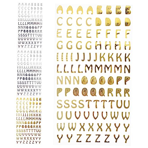 Vaguelly 4 Blätter Bronzierende englische Aufkleber Aufkleberbuchstaben zum Basteln Buchstabenaufkleber für Abschlusskappe Scrapbooking Sticker Scrapbook Stickers Cartoon-Aufkleber Papier von Vaguelly