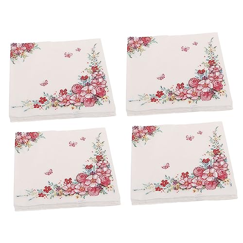 Vaguelly 4 Papierserviette Dessertservietten Rosa Servietten Gästeservietten Mit Blumenmuster Gästeservietten Aus Papier Entzückende Partyservietten Servietten Mit Blumendruck Partyzubehör von Vaguelly