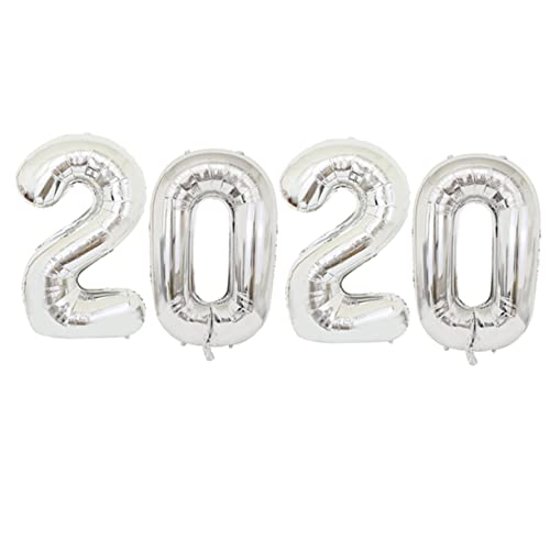 Vaguelly Zahlenballon-set 4-teilig 81 3 Cm Silberfarben 2020 Aluminiumfolienballons Partyzubehör Dekorationen für Feiern von Vaguelly