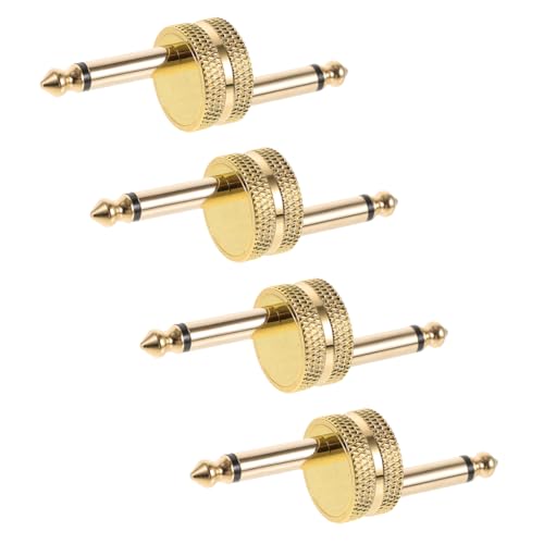 Vaguelly 4 Stück Audio-doppelstecker Gitarrenpedal Adapter Kabel Für Gitarren-effektpedale Gleichstromquelle Usb-wandladegerät Instrumentenkabel Usb-ladegerät Stromversorgung Golden Metall von Vaguelly