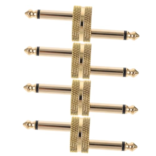 Vaguelly 4 Stück Audio-doppelstecker Verbinder Instrumentenkabel Usb-adapter Kabel Für Gitarren-effektpedale Gitarrenpedale Stromversorgung Auslauf Steckeradapter Roller Golden Metall von Vaguelly