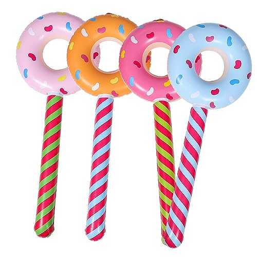 Vaguelly 4 Stück Aufblasbarer Donut-Stick hühner aufblasbare donut Sommerparty- Lutscher Donut aufblasbar Donuts aufblasbare Spielzeuge sommer aufblasbares PVC von Vaguelly