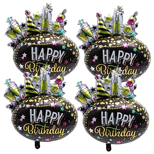 Vaguelly 4 Stück Geburtstag Luftballons Aluminiumballons Luftballons Für Geburtstagsfeier Requisiten Für Partyballons Party-layout-ballons Filmballon Zum Geburtstag Black Aluminiumfolie von Vaguelly