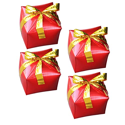 Vaguelly 4 Stück Geschenkbox Ballon Pastellfarbene Luftballons Ballonstäbe Und -halter Weihnachten Aluminium Ballonständer-set Für Den Boden Weißer Ballonbogen Aluminiumfolie Rot von Vaguelly