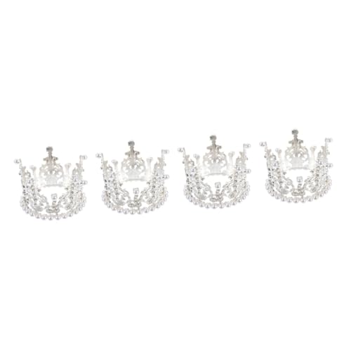 Vaguelly 4 Stück Krone Dekoration Ornament Mini-spielzeug Strass-kopfschmuck Cupcake-dekoration Kinder Tiara Kuchen Goldene Hochzeitsdeko Spielzeug Für Mädchen Künstliche Perle Silver von Vaguelly