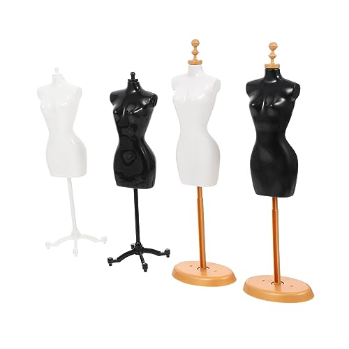 Vaguelly 4 Stück Modellständer Mini-Miniatur-Kleiderform-Mannequin-Modelle kleines Hauszubehör puppenkleiderbügel Puppen kleiderbügel Miniatur-Puppenkleiderständer Puppenständer Plastik von Vaguelly