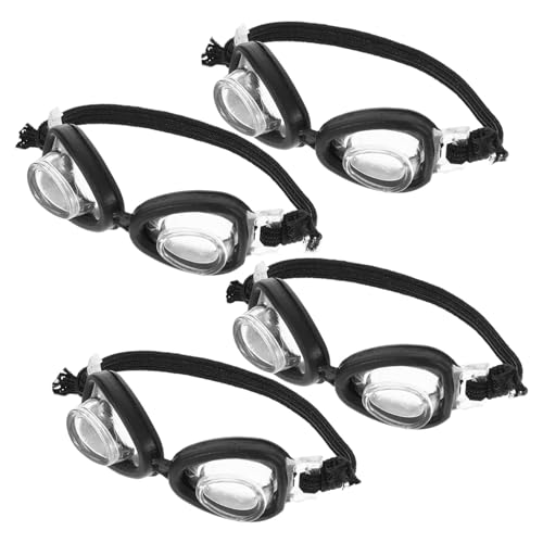 Vaguelly 4 Stück Puppe Mini-Schwimmbrille winzige Gläser Puppenzubehör Puppe Brillenspielzeug Puppe verkleiden Sich Brillen Puppenbrillen Puppenkostüm-Brille Mini-Brille Plastik Black von Vaguelly