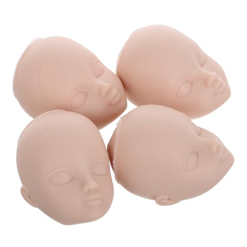 Vaguelly 4 Stück Puppenkopf Verkleiden Babypuppenköpfe Gefälschter Puppenkopf Schaufensterpuppenkopf Mit Wimpern Körperteile Einer Puppe Haar Mannequin Kopf Bastelzubehör Beige Plastik von Vaguelly