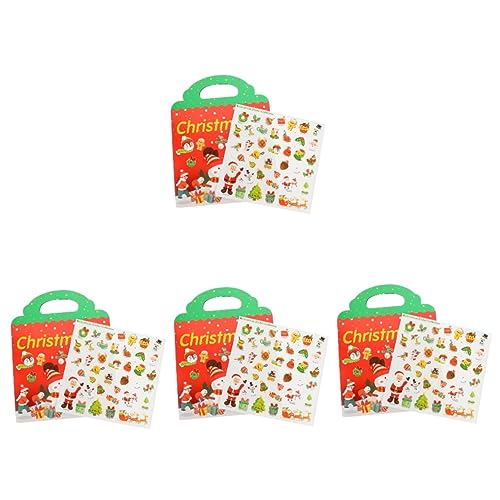 Vaguelly 4 Stück Stickerbuch für Kinder Weihnachtsaufkleber für Karten weihnachtsaufkleber Etiketten weihnachtssticker Kinder stickerheft Kinder Spielzeuge Aufkleberbuch Sticker-Spielzeug von Vaguelly