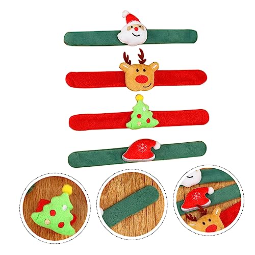 Vaguelly 4 Stück Weihnachtsklatschkreis für alte Männer Weihnachtshandring weihnachtsparty accessoires weihnachtsgeschenke Schlagarmbänder für Kinder Handschmuck Stoff von Vaguelly