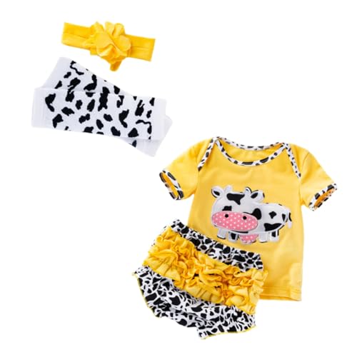 Vaguelly 4 Teiliges Set Für Reborn ädchen Niedliche Kuh Muster Kleidung Für Puppen 50 Kurzarm T Shirt Shorts Passende Outfits Für Puppenliebhaber von Vaguelly