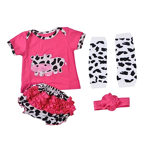 Vaguelly 4 Teiliges Set Puppenkleidung Für Reborn Puppen Kuh Design Kurzarm T Shirt Shorts Geeignet Für Puppen Mit 50 üße Cartoon Kleidung Für ädchen Puppen Outfit von Vaguelly