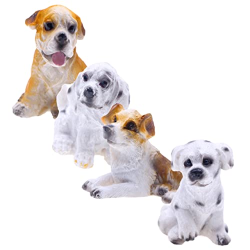 Vaguelly 4pcs Mini Hund Ornamente Miniaturtiere Figuren Mikroszene Welpenmodelle Dollhouse Miniaturen von Vaguelly