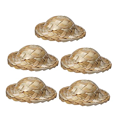 Vaguelly 5St Strohhut Figur Bausatz Mini-Puppenhüte Miniaturen Rand Miniatures puppenstubenmöbel Perfekte Ergänzung für Puppenhäuser Stroh Hut Mini-Hut- Miniaturhut Gras Khaki von Vaguelly