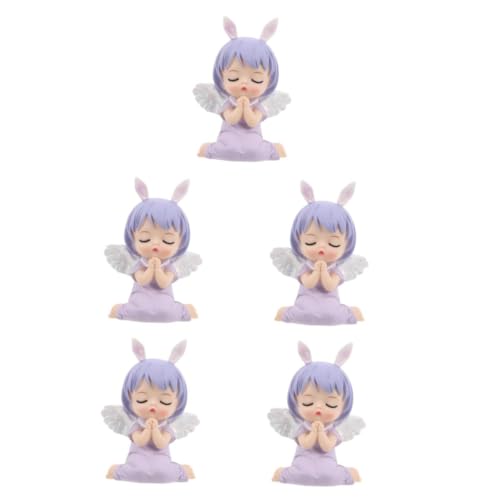 Vaguelly 5st Annie Kuchendekoration Mädchenfiguren Spielzeug Prinzessin Dekorationen Engel Tortenaufsatz Desktop- Engel-skulptur-kuchen- Prinzessin Kuchendeckel Lavender Vinyl von Vaguelly