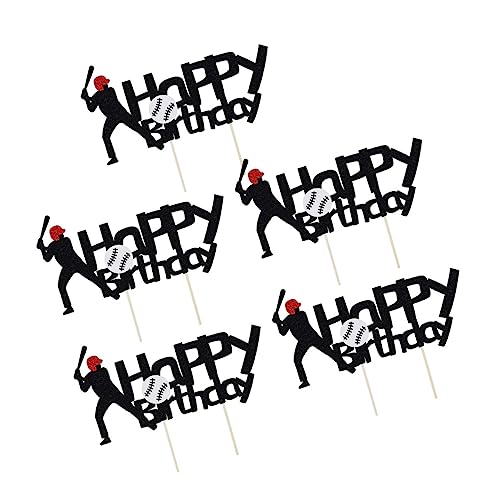 Vaguelly 5st Kucheneinsatz Desserttischverzierung Party-kuchenaufsätze Kuchen Picks Party-kuchen-picks Tortenaufsätze Für Geburtstage Partydekorationen Baseball Cupcake Topper Bambusstab von Vaguelly