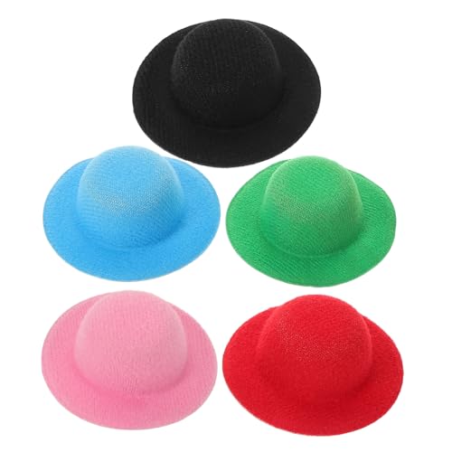 Vaguelly 5st Mini-Zylinder Hühnerhüte Kleiner Tierhut Kleiner Zylinder Spielzeughüte Mini-Tops-Hut Kleiner Haustierhut Mini-bowlerhut Puppenhaushüte Flaschenhut-Topper Puppenhüte Stoff von Vaguelly