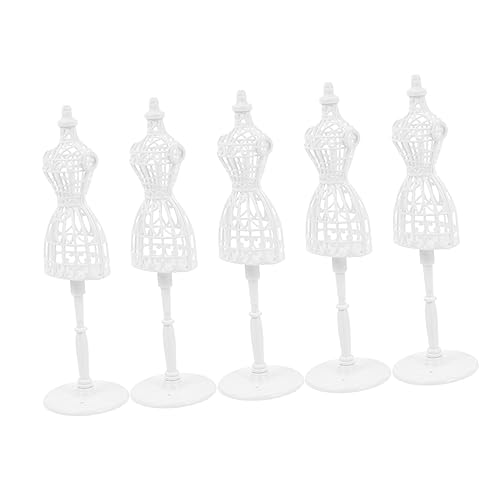 Vaguelly 5st Puppenrock Puppenständer Mini-zubehör Mini-Puppen Schaufensterpuppen Miniaturpuppen Transparenter Puppenkleiderhalter Mini-kleiderständer Mini-Mannequin-Modell Plastik Weiß von Vaguelly