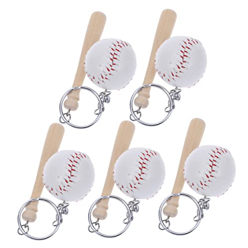 Vaguelly 5st Schlüsselanhänger Schlüsseldekorationen Mini-baseball-schlüsselkette Schlüsselringe Sportdekor Gefälligkeiten Für Sportpartys Baseball-partygeschenke Für Hölzern von Vaguelly