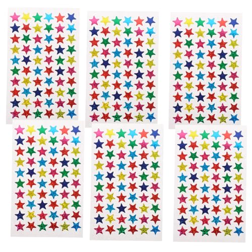 Vaguelly 6 Blätter Pentagramm-Aufkleber entfernbare Sternaufkleber kleine Sternaufkleber Stickers for stickbilder für Kinder Belohnungsaufkleber für Kinder mehrfarbige Sternaufkleber von Vaguelly