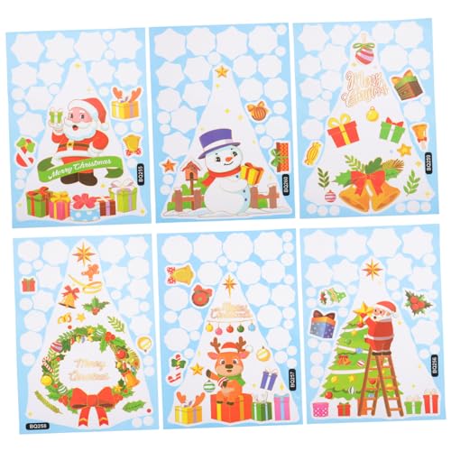 Vaguelly 6 Blätter Weihnachtsaufkleber weihnachtsdeko Weihnachts Party wihnachtsdeko Weihnachts Aufkleber Sticker christbaumdeko Weihnachtsfenster haftet Weihnachtsbaum-Fensteraufkleber PVC von Vaguelly