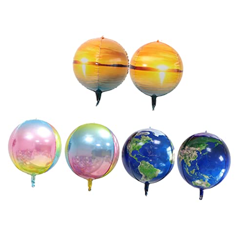 Vaguelly 6 Stück 4D Ballon Aus Aluminiumfolie Geburtstagskugelballon Planetenfolienballon Folien Geburtstagsballons Weltkartenballons Zylinderständer Für Partys Rote Und Goldene von Vaguelly