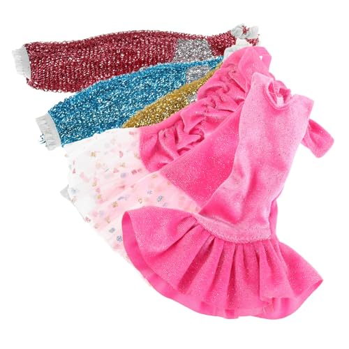 Vaguelly 6 Stück Pailletten Babydoll Kleid Prinzessin Puppenzubehör Für Satinkleid Modepuppen Glitzernde Puppe Hochzeitsgastkleid Kleidung Einschultriges Langes Kleid Polyester von Vaguelly