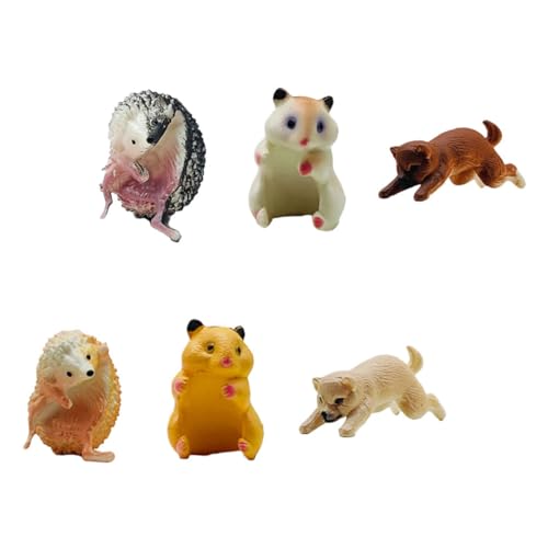 Vaguelly 6 Stück Puppe Mit Tiertassenrand Winzig Charme Kleine Tierverzierung Spaß Einzigartig Aufhänger Figur Hamster PVC von Vaguelly