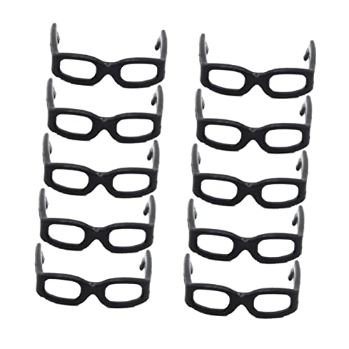 Vaguelly 60st Schwarz Gerahmte Brille Babyzubehör Mini-Puppen-dekore Plüschpuppen Mädchenpuppen Winzige Gläser Miniaturblumen Tierfiguren Spielzeugpuppen Spielzeugbaby Plastik Black von Vaguelly