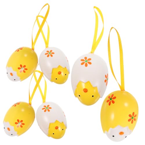 Vaguelly 6St Ostereier easter egg decoration ostern ostergeschenk für easter presents osterpresente hängende Ei-Ornamente hängende Verzierung der Osterszene Plastik Yellow von Vaguelly