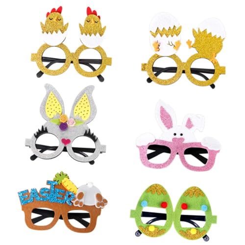 Vaguelly 6St Ostern Brillengestell klare Gläser Party Neujahr Dekorationsset Rave-Brille easter decoration Osterfest Dekoration Sonnenbrille Mädchen Osterbrille für Plastik von Vaguelly