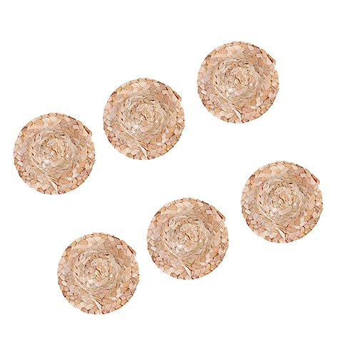 Vaguelly 6St handgefertigter Strohhut Puppen Kleidung Puppen Klamotten Puppenhut für DIY puppenhauszubehör Mini Haar-Accessoires-Hut- geflochtene Strohhüte Puppenmütze Bambus Brown von Vaguelly