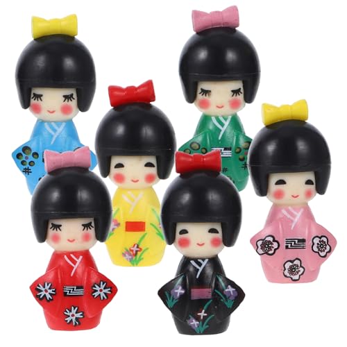 Vaguelly 6st Kimono-puppenschmuck Kimonos Für Frauen Figuren Hübsche Puppe Babytrage Wiedergeborene Puppe Puppenfamilie Karikatur Kimono Mädchen Miniatur Träger Heimdekoration Fee Puppe PVC von Vaguelly