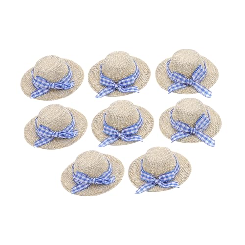 Vaguelly 8 STK Strohhut Mini-Hut Mini-Hexenhüte Puppenhauszubehör Puppenstrohhüte Mini-Strohhüte Puppenhüte Strohhüte für Puppen DIY-Bastelmützen Zylinderhüte für das Handwerk Weben Beige von Vaguelly